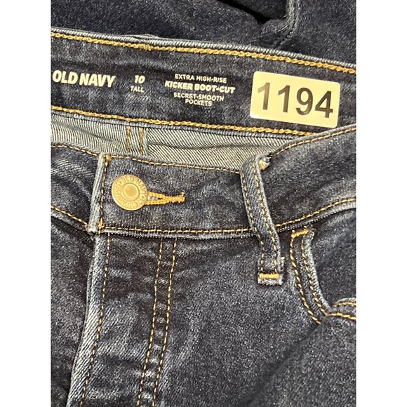 Womens Old Navy Extra High Rise Kicker Boot Dark Wash‎ Tall Long Jeans Size 14 - Picture 8 of 8